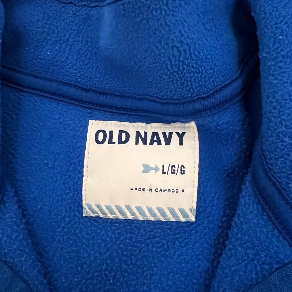 Old Navy Mens Blue Fleece Quarter Zip Pullover Long Sleeve Retro Size Large - Picture 4 of 6